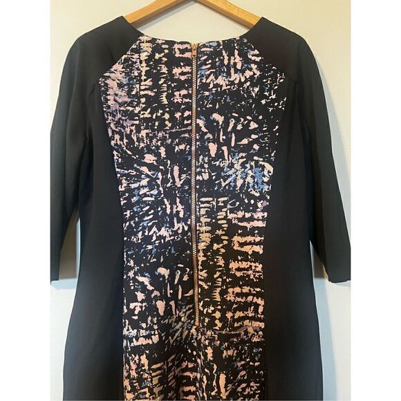 Jax Women’s Size 14 Sheath Dress Black Multicolor 3/4 Sleeve Knee Length Zip Up - Picture 10 of 12